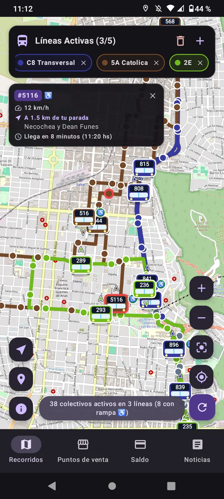 Recorridos de colectivos en vivo