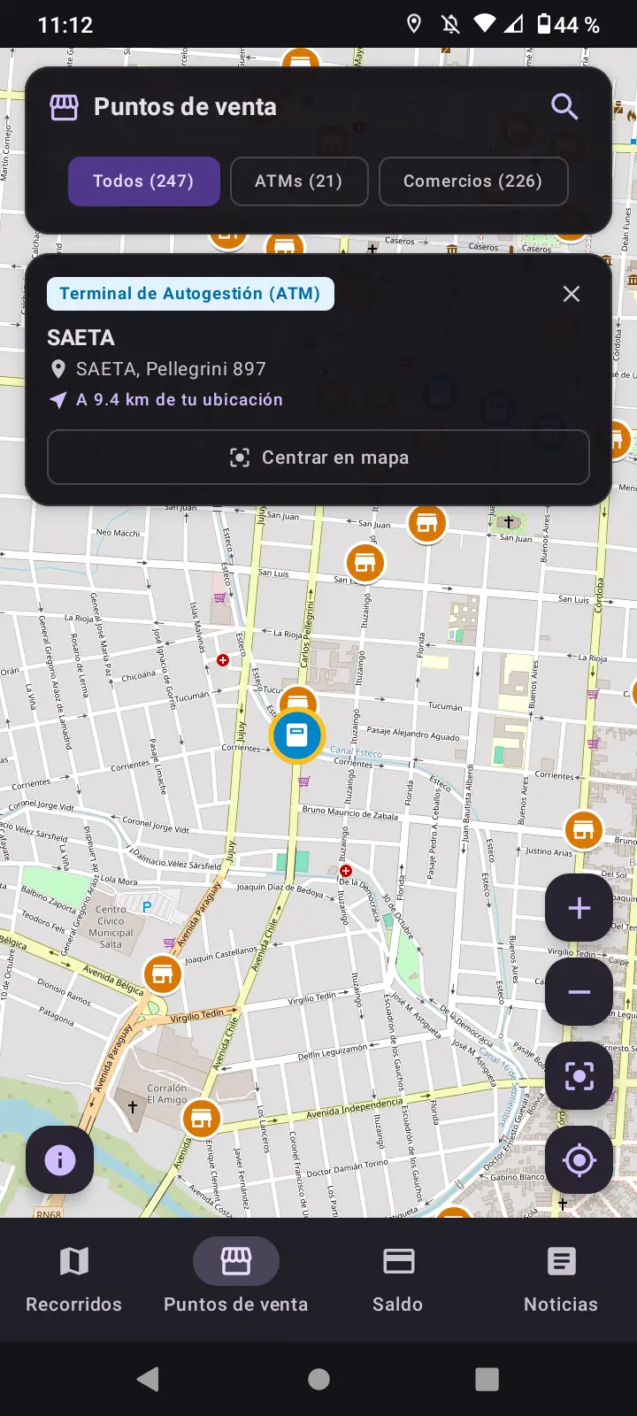 Puntos de recarga de tarjeta